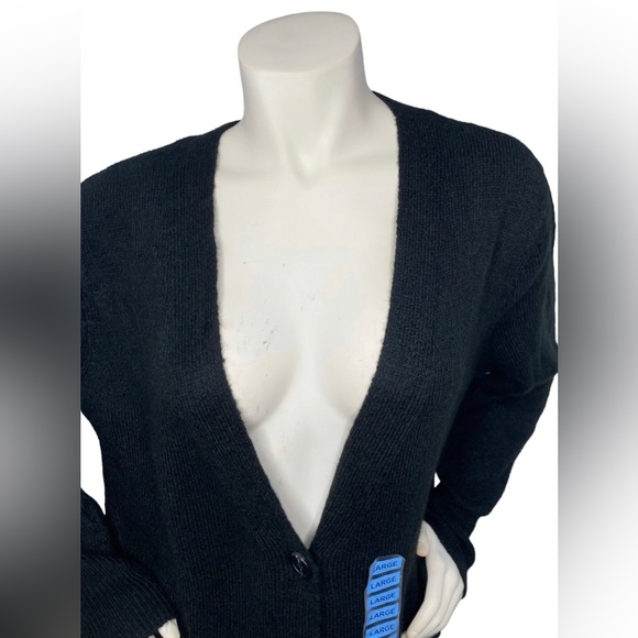 BB DAKOTA BY STEVE MADDEN Black Oversized Color Block Cardigan Duster Sweater, L - Picture 10 of 16